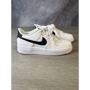 Nike Air Force 1 Low White Black Tumbled Leather GS CT3839-100 Youth 5.5Y